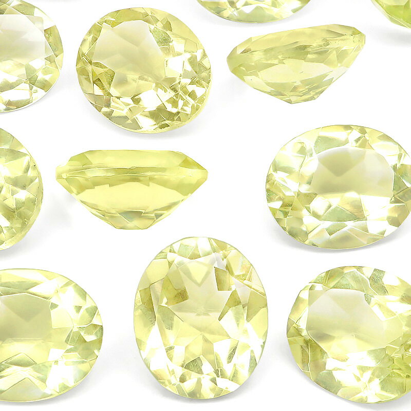 ブラジル産 レモンクォーツ オーバルファセットカット ルース 12×10mm【1コ販売】▽ レモン水晶 硫黄水晶 Lemon quartz 裸石 粒売り 天然石...