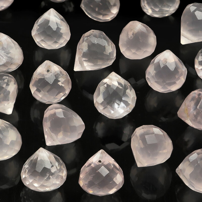 【粒販売】ブラジル産 ローズクォーツ オニオンカット 6〜7mm【4粒販売】▽ 紅水晶 バラ石英 Rose quartz 10月の誕生石 しずく 雫 粒売り 天...