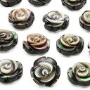 【粒販売】ブラックシェル ローズ(薔薇彫刻) 10×5mm【3粒販売】▽ ブラックリップ 黒蝶貝 真珠母貝 Black shell 粒売り 天然石 ビーズ パワ...