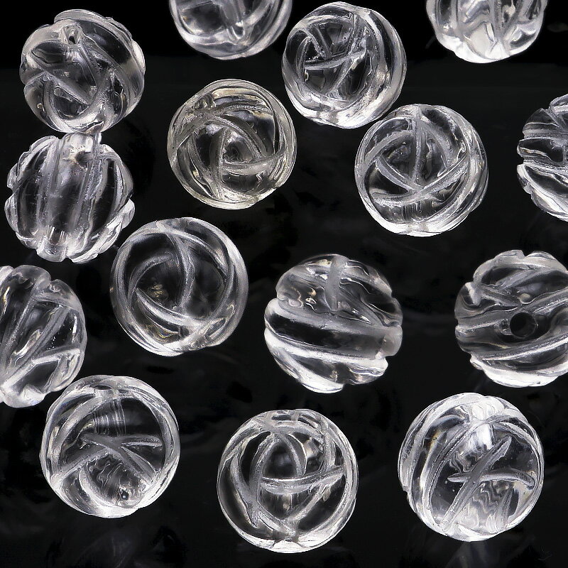 【粒販売】天然水晶 クリスタルクォーツ 薔薇彫刻 丸玉 8mm【8粒販売】▽ クリスタル 水晶 本水晶 ロッククリスタル 水精 石英 Crystal quart...