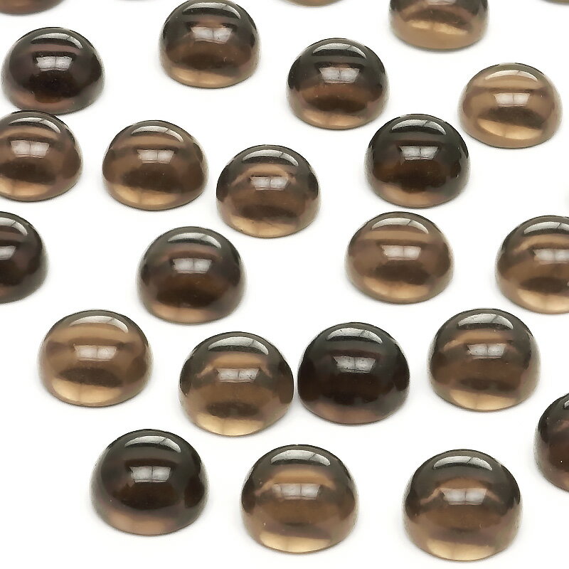 ブラジル産 スモーキークォーツ コイン カボション 6mm【8コ販売】▽ 煙水晶 Smoky quartz ルース 裸石 粒売り 天然石 ビーズ パワーストーン...