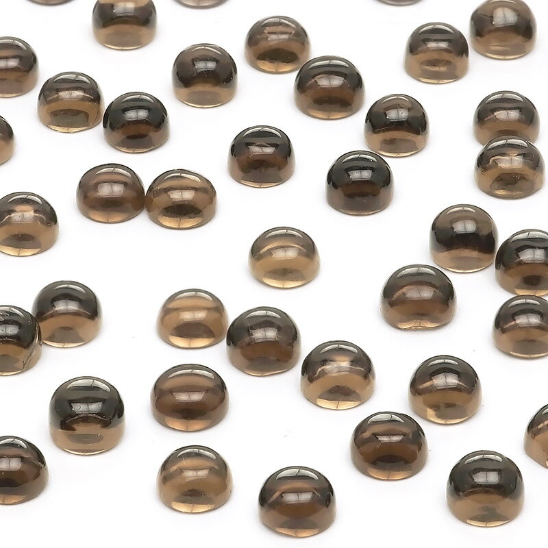 ブラジル産 スモーキークォーツ コイン カボション 4mm【8コ販売】▽ 煙水晶 Smoky quartz ルース 裸石 粒売り 天然石 ビーズ パワーストーン パーツ アクセサリー 素材 材料
