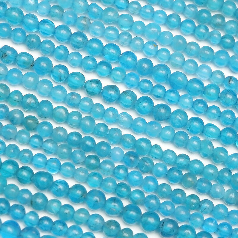 ブルーアパタイト 丸玉 2mm【1連販売】▽ 燐灰石 Apatite ラウンド 丸ビーズ 連売り 天然石 ビーズ パワーストーン パーツ アクセサリー 素材 材...