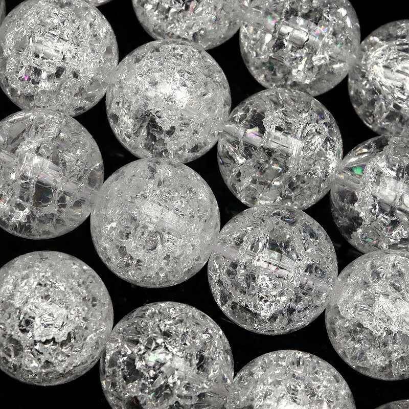 クラッククリスタル 溶錬水晶 丸玉 12mm【1連販売】▽ 爆裂水晶 水晶 水精 石英 Crystal quartz 4月の誕生石 ラウンド 丸ビーズ 連売り ...