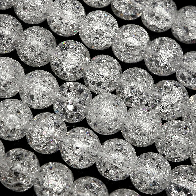 クラッククリスタル 溶錬水晶 丸玉 8mm【1連販売】▽ 爆裂水晶 水晶 水精 石英 Crystal quartz 4月の誕生石 ラウンド 丸ビーズ 連売り 天...