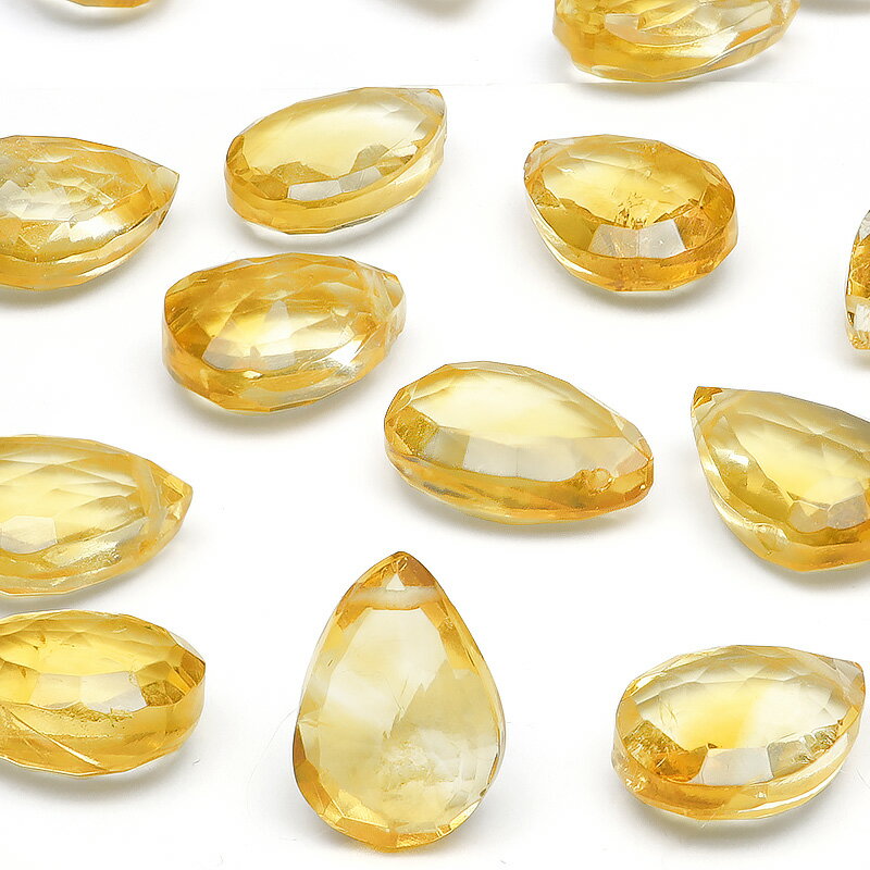 【粒販売】ブラジル産 シトリン ペアシェイプカット 10×7mm【2粒販売】▽ シトリントパーズ 黄水晶 Citrine 11月の誕生石 しずく 雫 粒売り 天然石 ビーズ パワーストーン パーツ アクセサリー 素材 材料