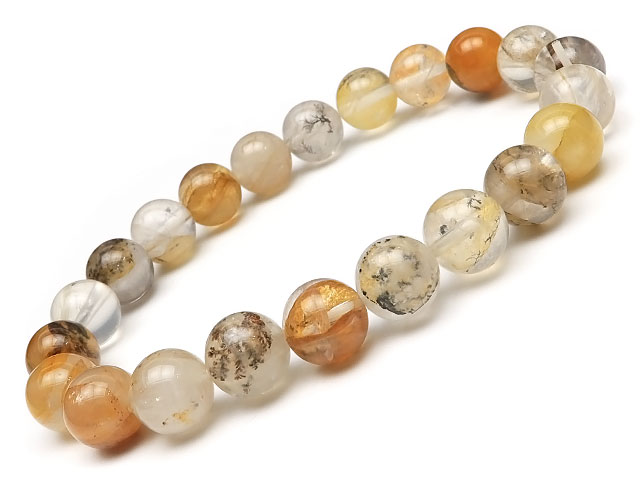デンドライトクォーツ 丸玉ブレス 8mm【1コ販売】▽ デンドリティッククォーツ 模樹石 樹形石 Dendrite ブレスレット 数珠 ラウンド 天然石 ビーズ...