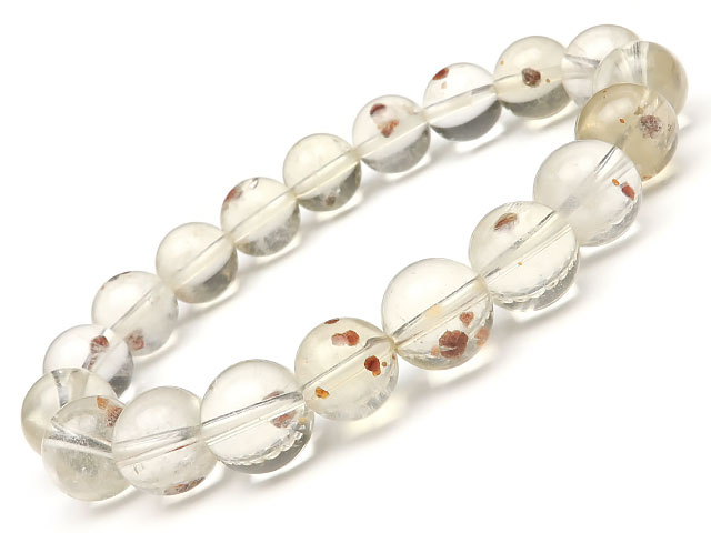 ガーネットインクォーツ 丸玉ブレス 9〜11mm No.17【1点もの】▽ ガーネット Garnet 1月の誕生石 水晶 Crystal 4月の誕生石 ブレスレ...