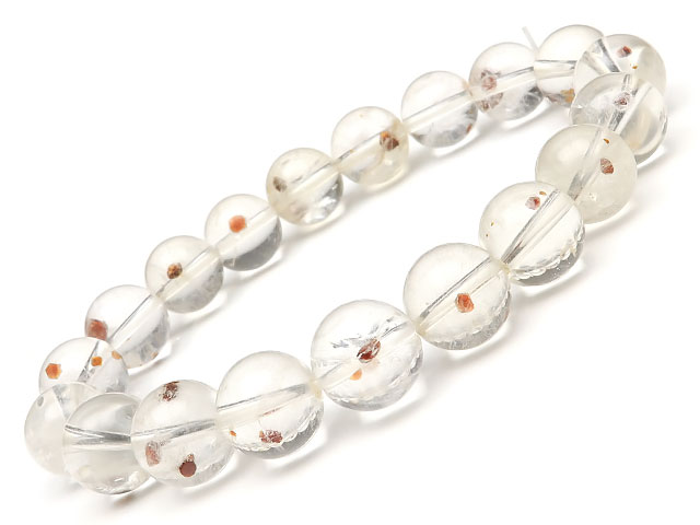 ガーネットインクォーツ 丸玉ブレス 9〜11mm No.19【1点もの】▽ ガーネット Garnet 1月の誕生石 水晶 Crystal 4月の誕生石 ブレスレ...