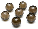 【粒販売】スモーキークォーツ トライアングルカット 丸玉 10mm【4粒販売】▽ 煙水晶 Smoky quartz 面カット ラウンドカット 粒売り 天然石 ビ...