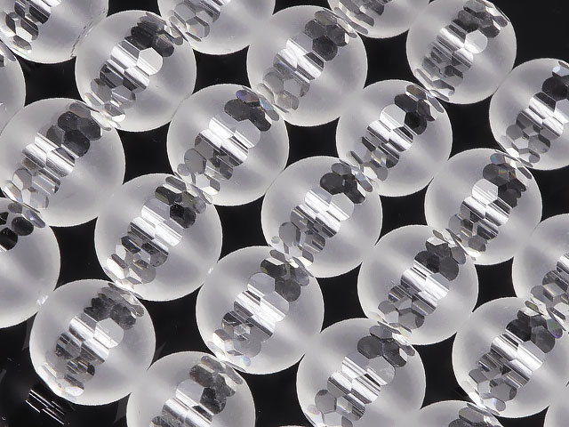 フロストクリスタル センター面カット 丸玉 10mm【1連販売】▽ 水晶 水精 石英 Crystal quartz 4月の誕..
