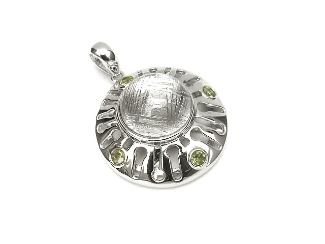 ムオニナルスタ隕石 メテオライト+モルダバイト デザインペンダント No.656【1コ販売】▽ 鉄隕石 隕鉄 天然隕石 Meteorite ペンダント シルバー...