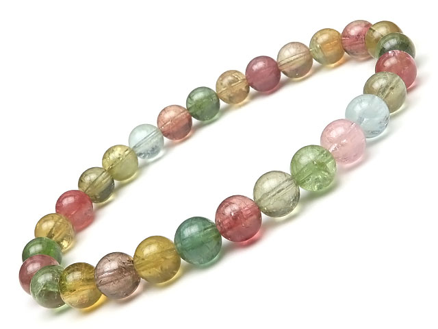 ブラジル産 マルチカラートルマリン 丸玉ブレス 7mm No.1【1点もの】▽ ピンクトルマリン グリーントルマリン トルマリン 電気石 Tourmaline ...