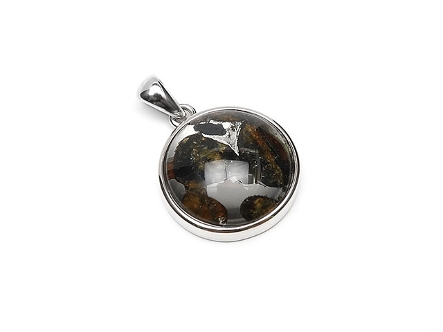 ケニア産 パラサイト セリコ隕石 ペンダントトップ 18mm No.667【1点もの】▽ パラサイト隕石 石鉄隕石 天然隕石 メテオライト Meteorite ...