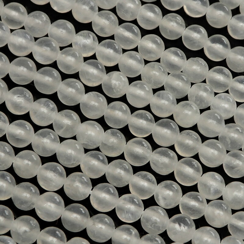 メキシコ産 セレナイト 丸玉 4mm【1連販売】▽ ジプサム サテンスパー 透石膏 Selenite ラウンド 丸ビーズ 連売り 天然石 ビーズ パワーストーン...