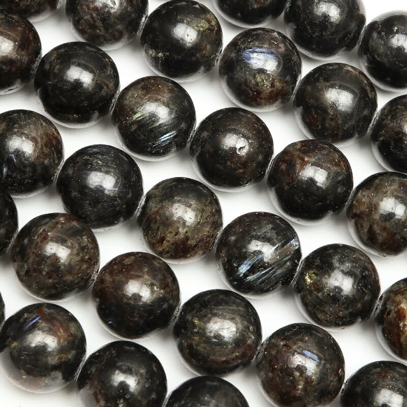 ヌーマイト 丸玉 8mm【1連販売】▽ ニューマイト ヌーミット 直閃石 Nuummite ラウンド 丸ビーズ 連売り 天然石 ビーズ パワーストーン パーツ ...