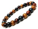 マルチカラータイガーアイ 丸玉ブレス 8mm【1コ販売】▽ タイガーズアイ 虎目石 Tiger's eye ブレスレット 数珠 ラウンド 天然石 ビーズ パワー...