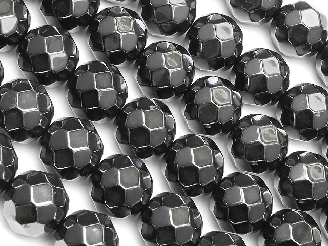 ヘマタイト64面カット 丸玉 8mm▽ ヘマタイン 赤鉄鉱 Hematite ラウンドカット 連売り 天然石 ビーズ パワーストーン パーツ アクセサリー 素材 材料