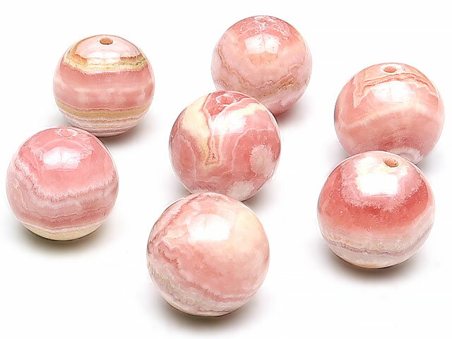 アルゼンチン産 インカローズ 丸玉 10mm No.2▽ ロードクロサイト 菱マンガン鉱 Incarose Rhodochrosite ラウンド 丸ビーズ 粒売り 天然石 ビーズ パワーストーン パーツ アクセサリー 素材 材料