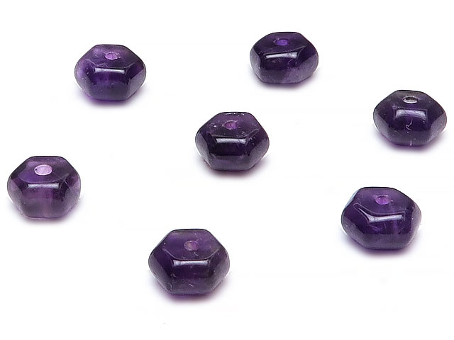 アメジスト ヘキサゴンカット ロンデル 6mm▽ アメシスト 紫水晶 Amethyst 2月の誕生石 粒売り 天然石 ビーズ パワーストーン パーツ アクセサリー 素材 材料