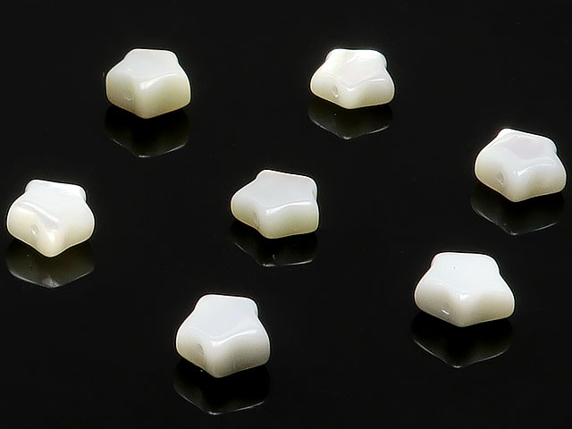 【粒販売】ホワイトシェル スター 6×3mm【10粒販売】▽ シルバーリップ 白蝶貝 真珠母貝 Shell 粒売り 天然石 ビーズ パワーストーン パーツ アクセサリー 素材 材料