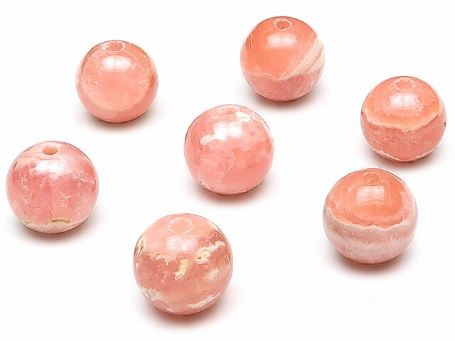 アルゼンチン産 インカローズ 丸玉 8mm▽ ロードクロサイト 菱マンガン鉱 Incarose Rhodochrosite ラウンド 丸ビーズ 粒売り 天然石 ビーズ パワーストーン パーツ アクセサリー 素材 材料