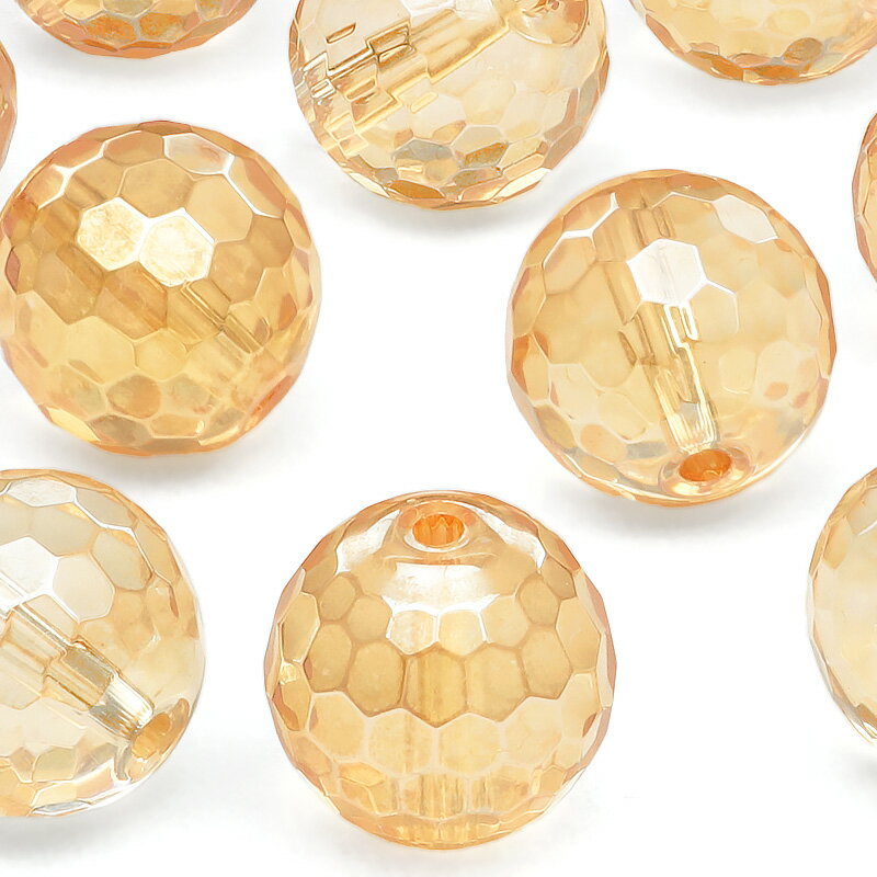 【粒販売】ゴールデンオーラ 128面カット 丸玉 10mm【4粒販売】▽ クリスタル 水晶 蒸着水晶 Crystal 4月の誕生石 ラウンドカット 粒売り 天然...