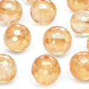 【粒販売】ゴールデンオーラ 128面カット 丸玉 8mm【6粒販売】▽ クリスタル 水晶 蒸着水晶 Crystal 4月の誕生石 ラウンドカット 粒売り 天然石 ビーズ パワーストーン パーツ アクセサリー 素材 材料