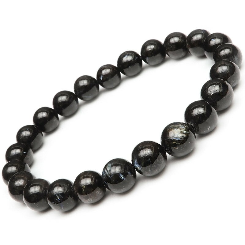 ヌーマイト 丸玉ブレス 8mm 【1コ販売】▽ ニューマイト ヌーミット 直閃石 Nuummite ブレスレット 数珠 ラウンド 天然石 ビーズ パワーストーン...