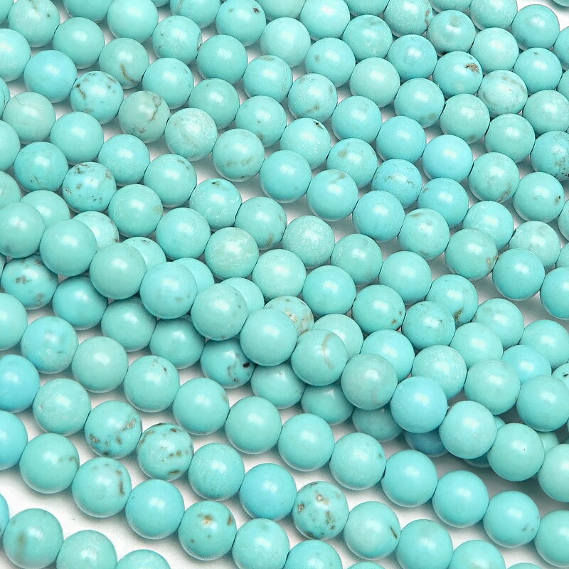 マグネサイトターコイズ 丸玉 4mm［ミントブルー］▽ ハウライトターコイズ 菱苦土石 Magnesite turquoise ラウンド 丸ビーズ 連売り 天然石 ビーズ パワーストーン パーツ アクセサリー 素材 材料