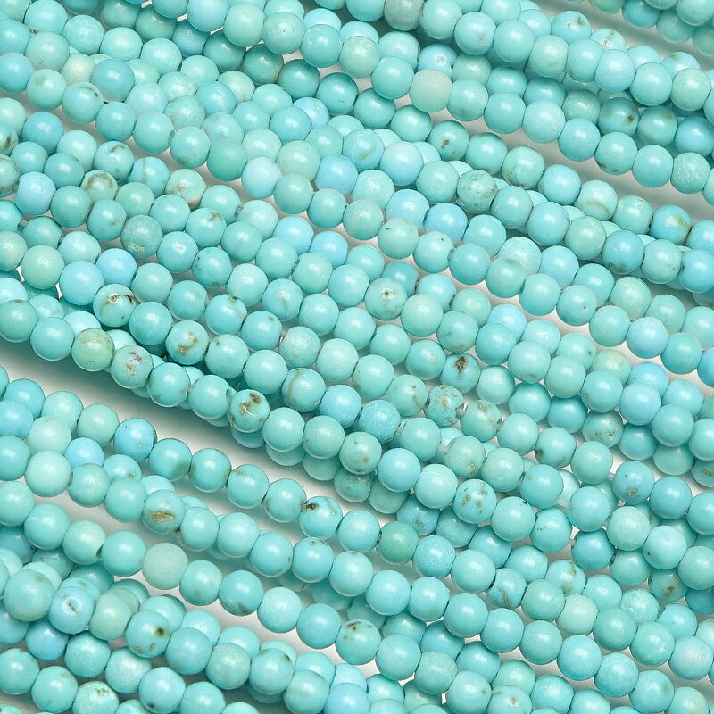 マグネサイトターコイズ 丸玉 2mm［ミントブルー］▽ ハウライトターコイズ 菱苦土石 Magnesite turquoise ラウンド 丸ビーズ 連売り 天然石 ビーズ パワーストーン パーツ アクセサリー 素材 材料