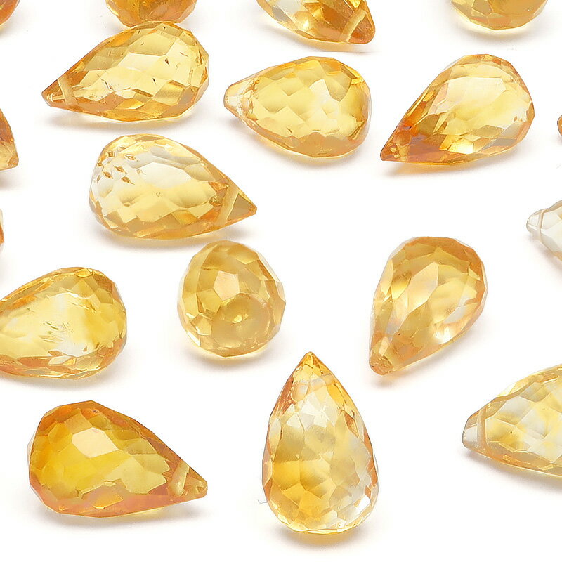 シトリン ドロップカット 9～10mm▽ シトリントパーズ 黄水晶 Citrine 11月の誕生石 しずく 雫 粒売り 天然石 ビーズ パワーストーン パーツ アクセサリー 素材 材料