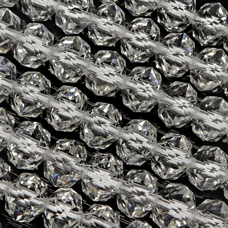 天然水晶 クリスタルクォーツ ボタン スターカット 8×6mm［プレミアムカット］【1連販売】▽ クリスタル 水晶 本水晶 ロッククリスタル 水精 石英 Crystal quartz 4月の誕生石 連売り 天然石 ビーズ パワーストーン パーツ アクセサリー 素材 材料