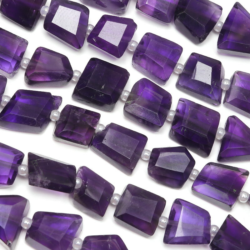 ザンビア産 アメジスト フラットナゲットカット 7～11mm【1連販売】▽ アメシスト 紫水晶 Amethyst 2月の誕生石 タンブル 連売り 天然石 ビーズ パワーストーン パーツ アクセサリー 素材 材料