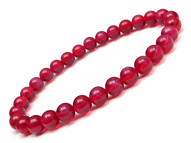合成スタールビー 丸玉ブレス 6mm【1コ販売】▽ 紅玉 Ruby 7月の誕生石 宝石の女王 ブレスレット 数珠 ラウンド 天然石 ビーズ パワーストーン パー...
