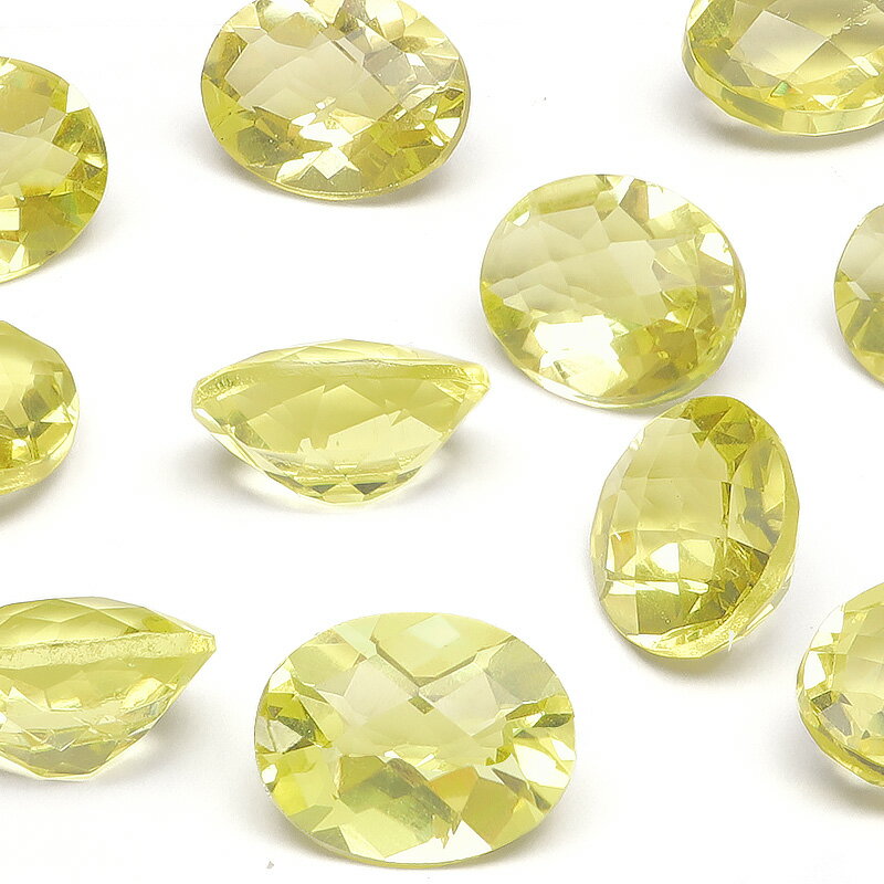 レモンクォーツ オーバルファセットカット ルース 10×8mm【2コ販売】▽ レモン水晶 硫黄水晶 Lemon quartz 裸石 粒売り 天然石 ビーズ パワーストーン パーツ アクセサリー 素材 材料