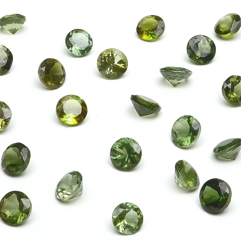 アフリカ産 ヴェルデライト(グリーントルマリン) コインファセットカット ルース 4mm【3コ販売】▽ トルマリン 電気石 Tourmaline 10月の誕生石 裸石 ラウンドカット 粒売り 天然石 ビーズ パワーストーン パーツ アクセサリー 素材 材料