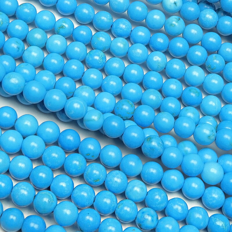 マグネサイトターコイズ 丸玉 4mm［ブルー］【1連販売】▽ ハウライトターコイズ 菱苦土石 Magnesite turquoise ラウンド 丸ビーズ 連売り 天然石 ビーズ パワーストーン パーツ アクセサリー 素材 材料