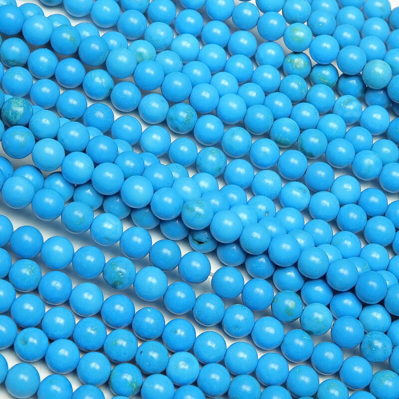 マグネサイトターコイズ 丸玉 3mm［ブルー］【1連販売】▽ ハウライトターコイズ 菱苦土石 Magnesite turquoise ラウンド 丸ビーズ 連売り 天然石 ビーズ パワーストーン パーツ アクセサリー 素材 材料