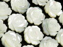 マザーオブパール ホワイト 薔薇彫刻 12mm【1連販売】▽ シェル 真珠母貝 MOP Mother of pearl 連売り 天然石 ビーズ パワーストーン ...