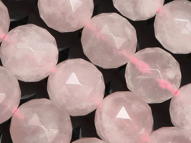 ローズクォーツ トライアングルカット 丸玉 12mm【1連販売】▽ 紅水晶 バラ石英 Rose quartz 10月の誕生石 面カット ラウンドカット 連売り 天然石 ビーズ パワーストーン パーツ アクセサリー 素材 材料