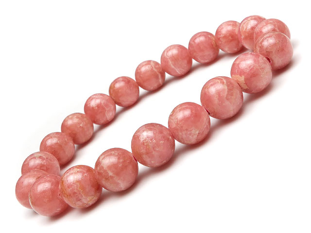 アルゼンチン産 インカローズ 丸玉ブレス 9mm No.31【1点もの】▽ ロードクロサイト 菱マンガン鉱 Incarose Rhodochrosite ブレス...