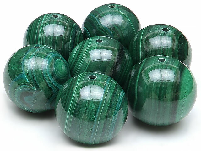 【粒販売】マラカイト 丸玉 16mm【3粒販売】▽ 孔雀石 Malachite ラウンド 丸ビーズ 粒売り 天然石 ビーズ パワーストーン パーツ アクセサリー 素材 材料