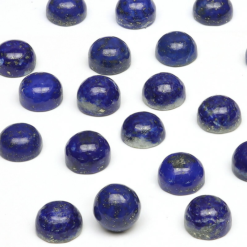 アフガニスタン産 ラピスラズリ コイン カボション 6mm【5コ販売】▽ ラズライト 瑠璃 青金石 Lapis lazuli 12月の誕生石 裸石 ルース 粒売...