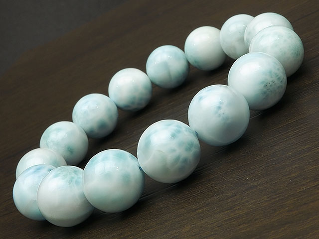 ラリマー 丸玉ブレス 14mm No.73【1点もの】▽ ペクトライト ラリマール ドルフィンストーン Larimar ブレスレット 数珠 ラウンド 天然石 ビ...