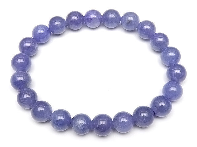 タンザナイト 丸玉ブレス 8mm No.44【1点もの】▽ ブルーゾイサイト 灰簾石 Tanzanite 12月の誕生石 ブレスレット 数珠 ラウンド 天然石 ビーズ パワーストーン パーツ アクセサリー 素材 材料 3