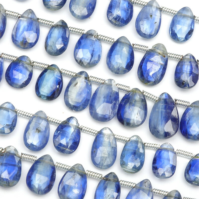 カイヤナイト ペアシェイプカット 5~11mm【1連販売】▽ カヤナイト ディスシーン 藍晶石 二硬石 Kyanite しずく 雫 連売り 天然石 ビーズ パワーストーン パーツ アクセサリー 素材 材料