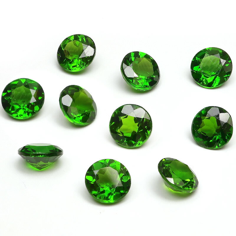 クロムダイオプサイド コインファセットカット ルース 6mm【1コ販売】▽ ダイオプサイト 透輝石 Diopside 裸石 ラウンドカット 粒売り 天然石 ビーズ パワーストーン パーツ アクセサリー 素材 材料