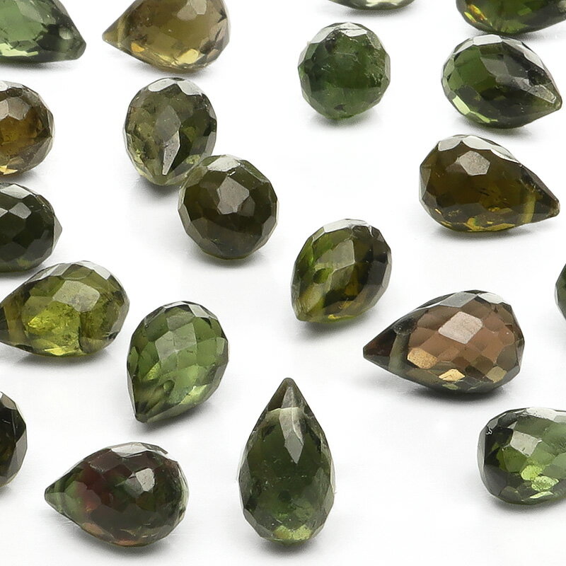 【粒販売】マルチカラーグリーントルマリン ドロップカット 6〜7mm【4粒販売】▽ トルマリン 電気石 Tourmaline 10月の誕生石 しずく 雫 粒売り...