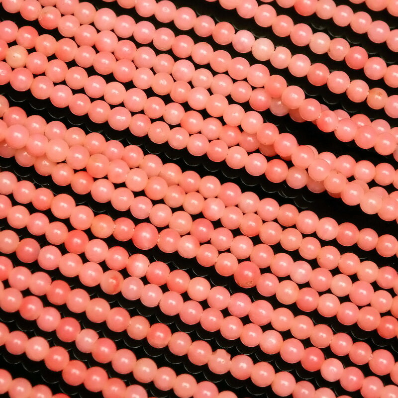 ピンクコーラル(桃珊瑚) 丸玉 2mm【1連販売】▽ コーラル 珊瑚 Coral 3月の誕生石 ラウンドカット 連売り 天然石 ビーズ パワーストーン パーツ ...